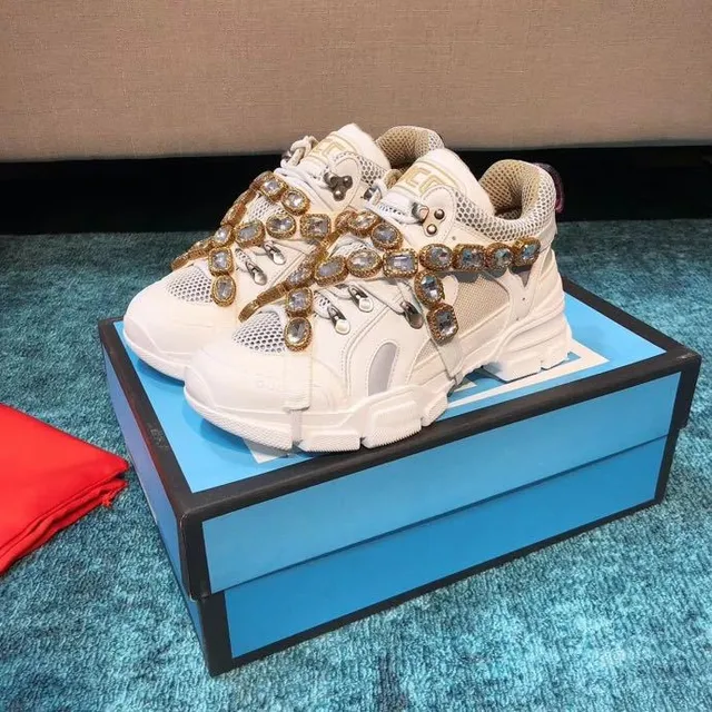 Gucci White Gold Sole Mesh Upper Chunky Sneakers 4