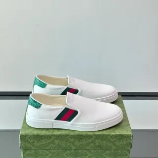 Gucci White Green Slip-On Upper Canvas Shoes