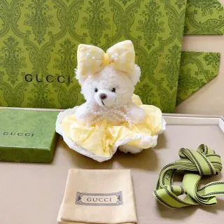 Gucci Yellow White Plush Teddy Bear Ruffled Dress