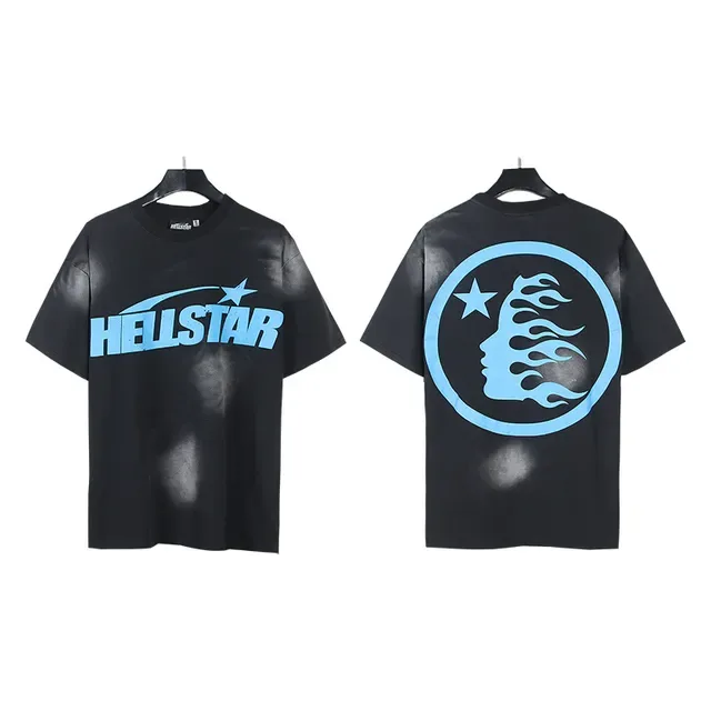 Hellstar 图案印花漂白黑色T恤 4
