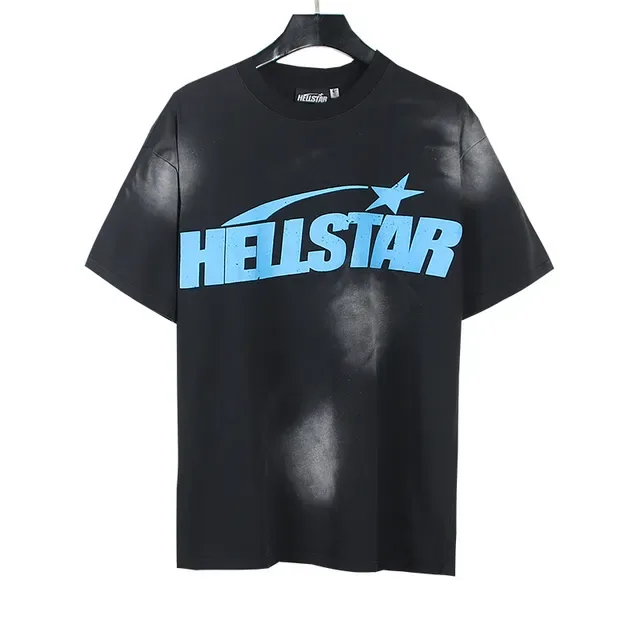 Hellstar 图案印花漂白黑色T恤 5