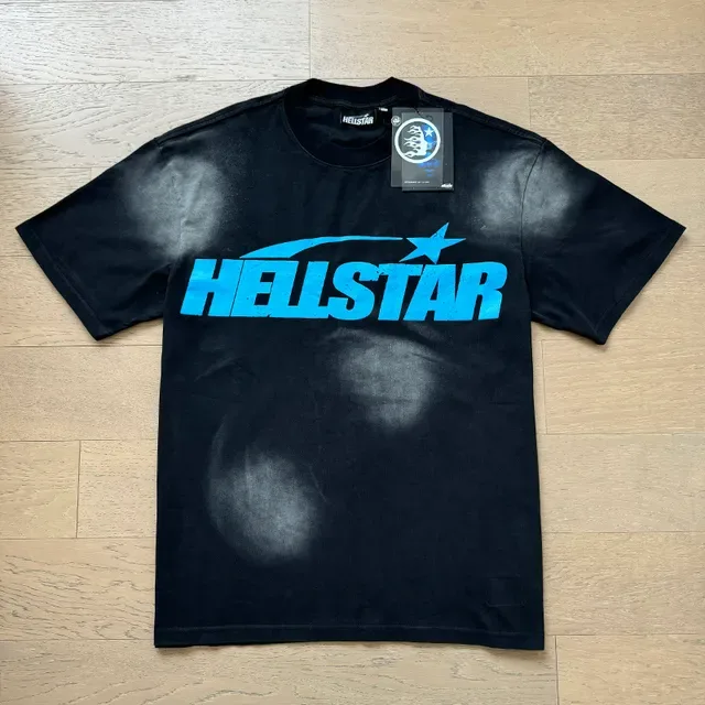 Hellstar 图案印花漂白黑色T恤 7