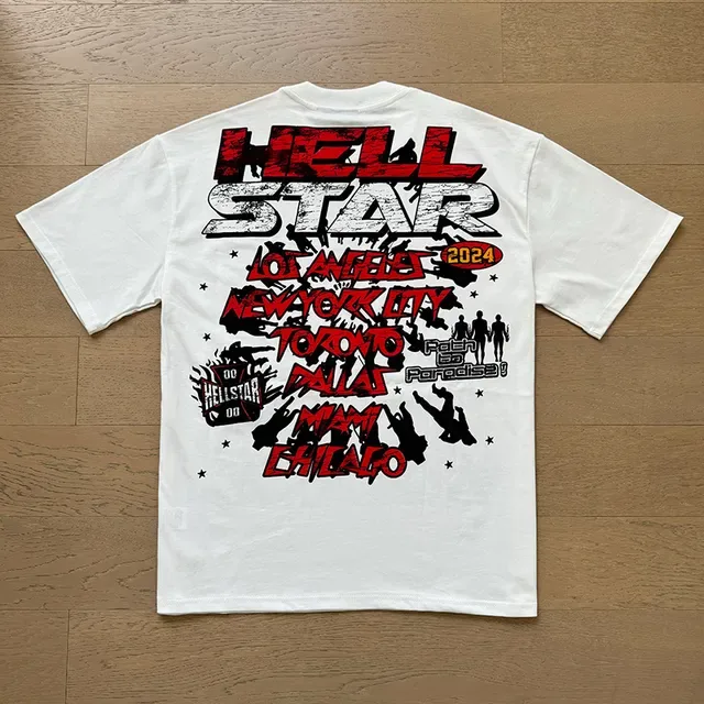 Hellstar 骷髅图案印花白色T恤 17