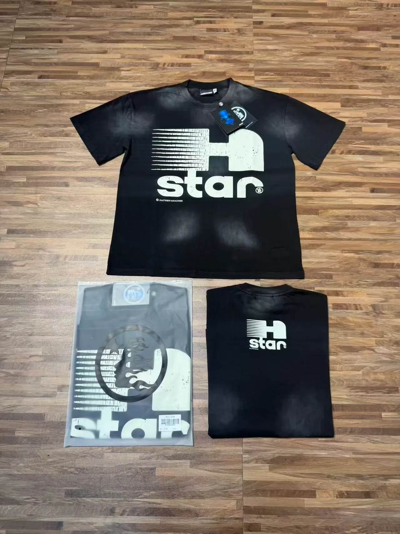 Camiseta gráfica Hellstar H Star preta desgastada 4