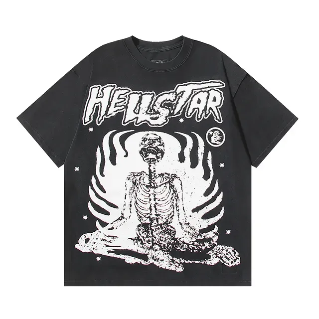Hellstar 宽松图案印花黑色T恤 2