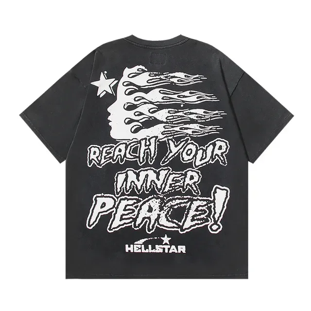 Hellstar 宽松图案印花黑色T恤 3