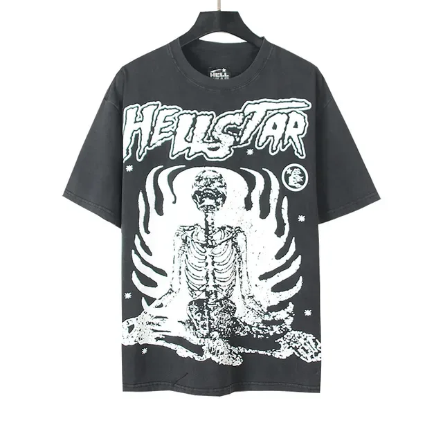 Hellstar 宽松图案印花黑色T恤 5