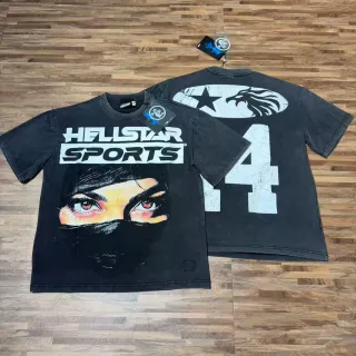 Hellstar Sports Distressed Black Graphic T-Shirt