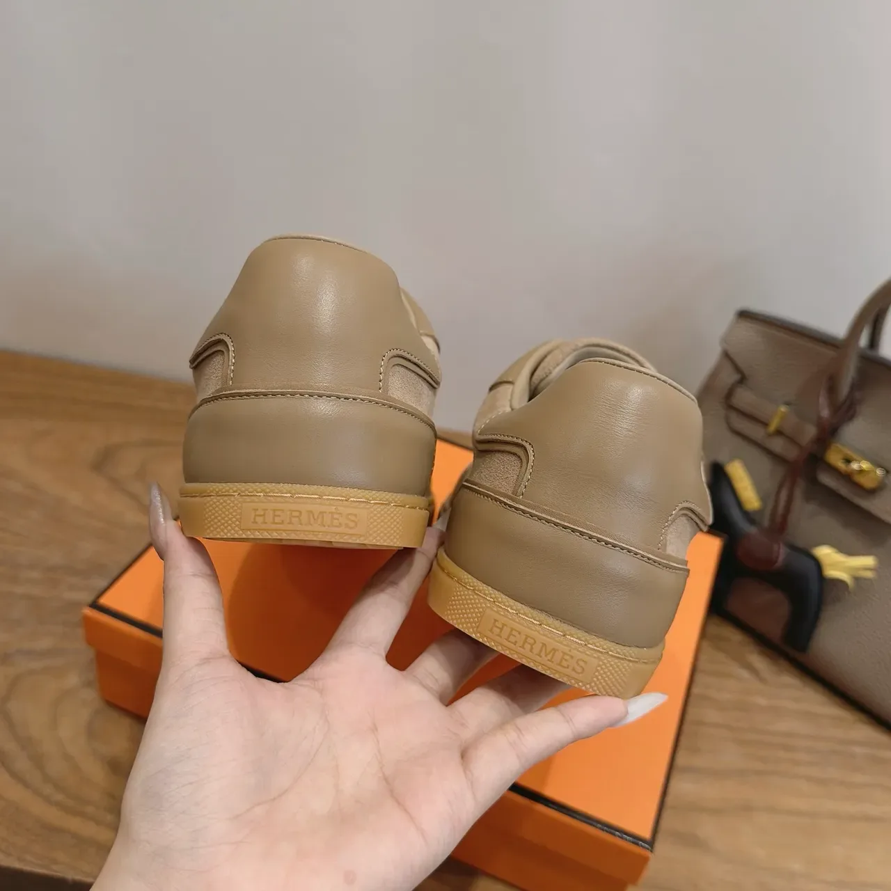 Hermès Beige Perforated Leather Lifestyle Sneakers 2