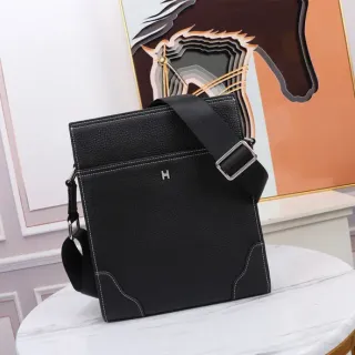 Hermès جلد أسود مقشر H-Logo حقيبة كروس بودي
