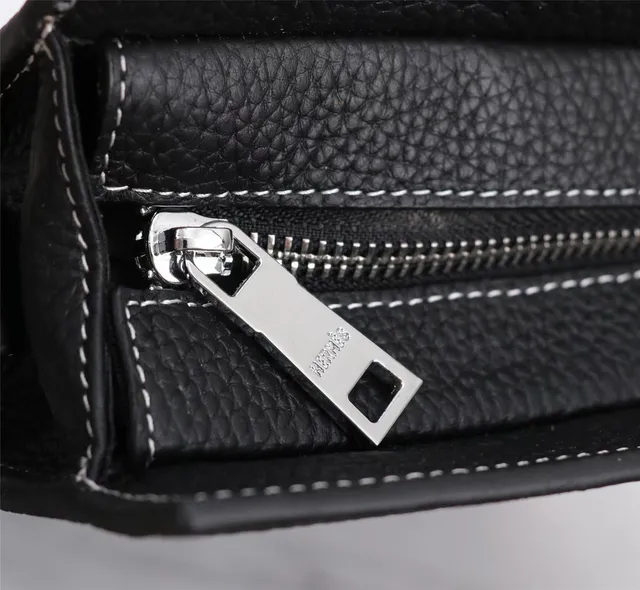 Hermès Black Pebbled Leather H-Logo Crossbody Bag 5
