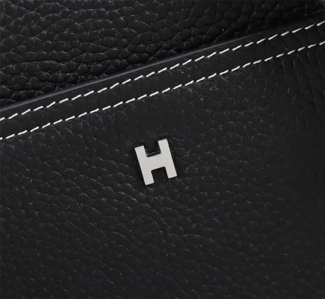Hermès Black Pebbled Leather H-Logo Crossbody Bag 9