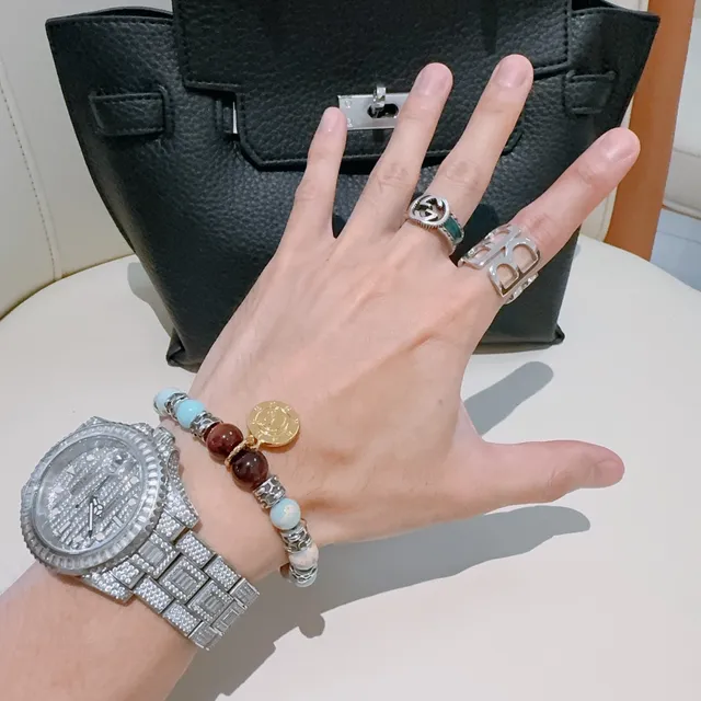 Hermès Blue Gold Beaded Multi-Stone Bracelet 8