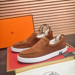 Hermès بني أبيض سويدي علوي بدون لاصقة بناء لوفر