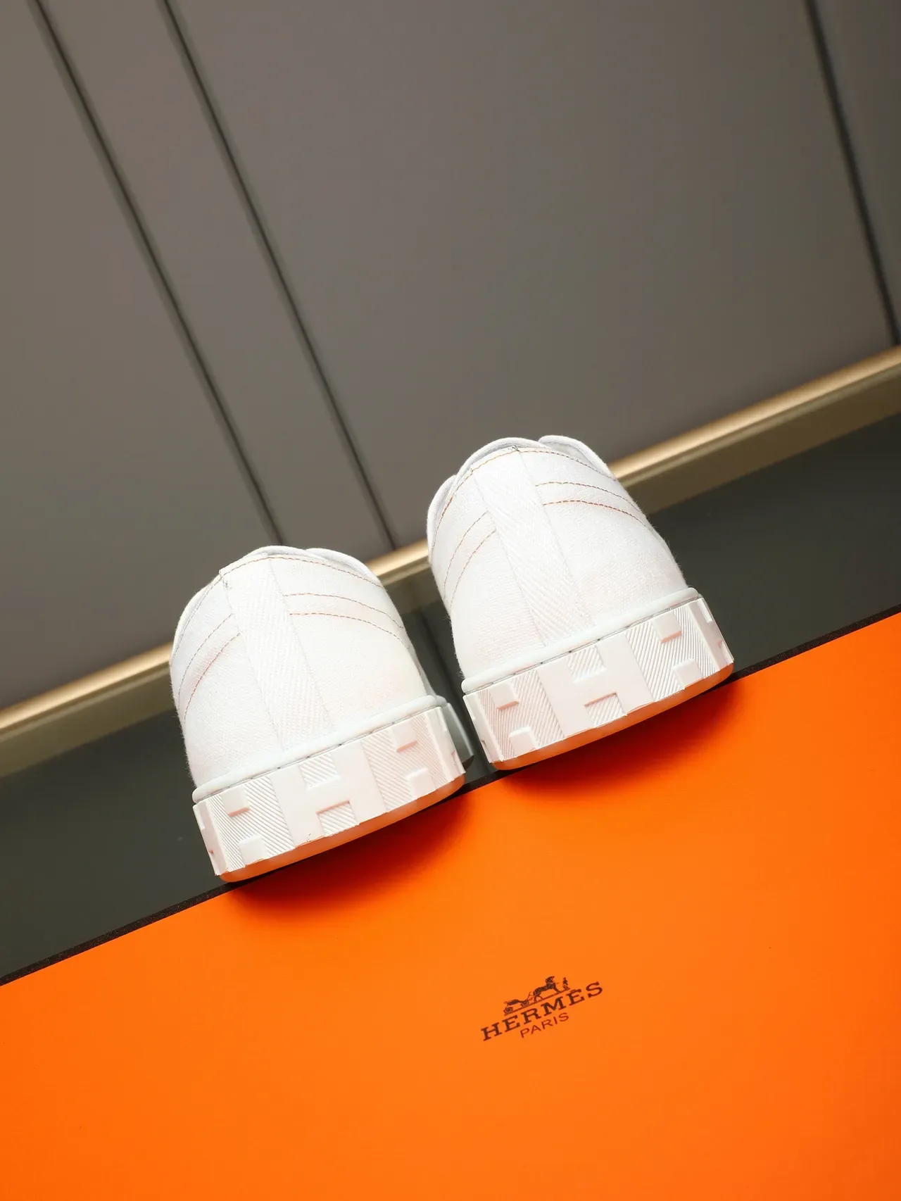 Hermès Chypre White Canvas Embossed H Lifestyle Sneakers 3