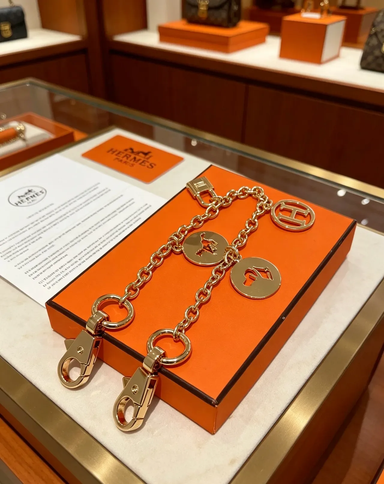 Pulseira Hermès Corrente de Ouro com Quatro Charms Circulares 4