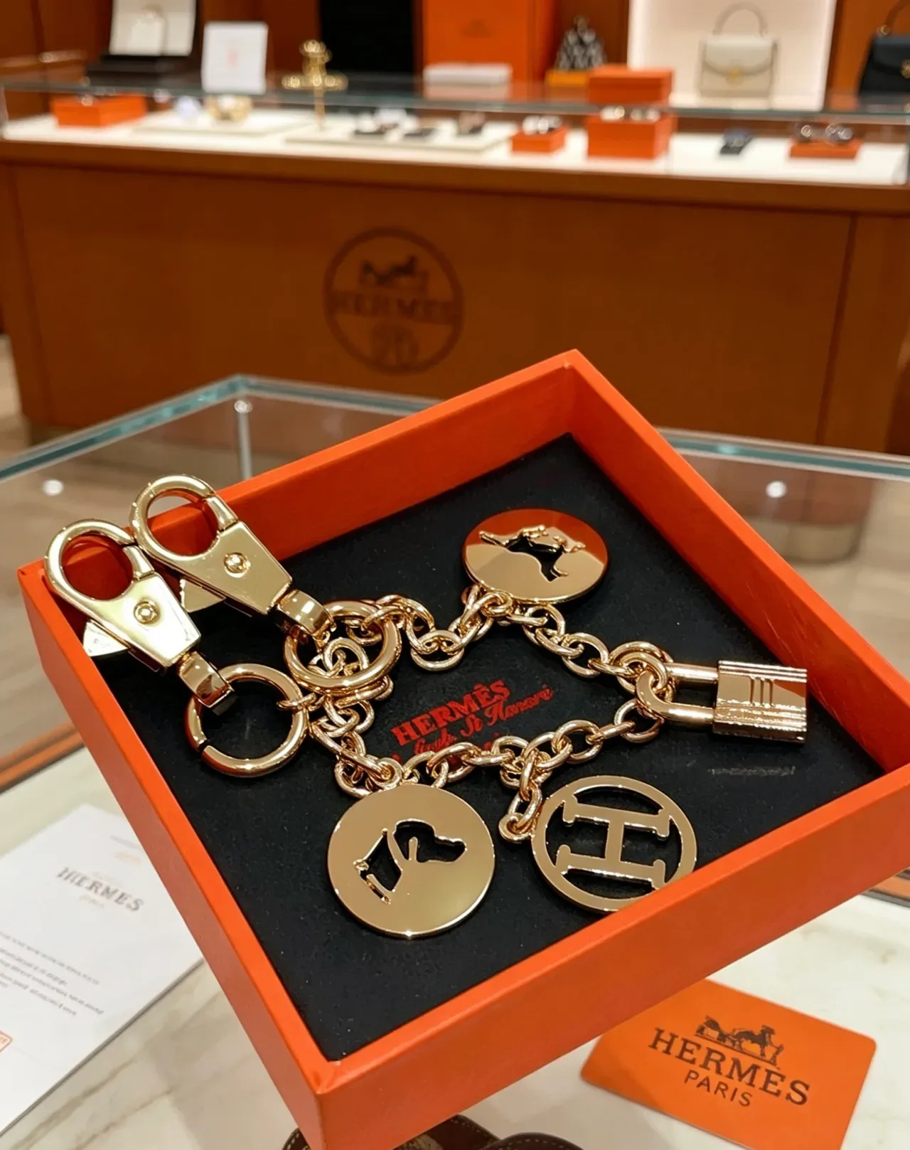 Pulseira Hermès Corrente de Ouro com Quatro Charms Circulares 5