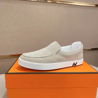 Hermès H Logo লুফার বেইজ বোনা স্লিপ-অন লুফার