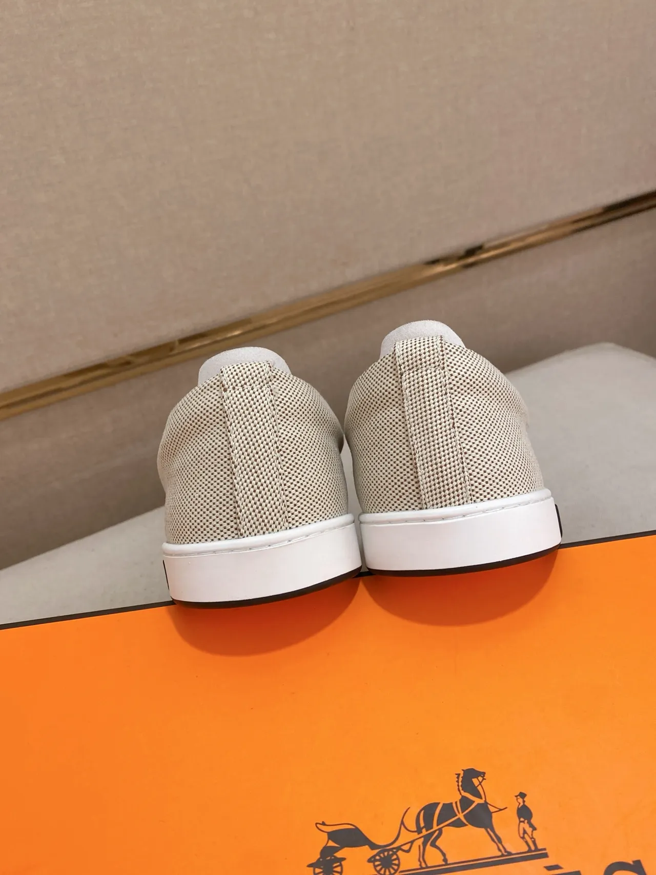 Hermès H Logo Loafer Beige Tecido Slip-On Loafer 3