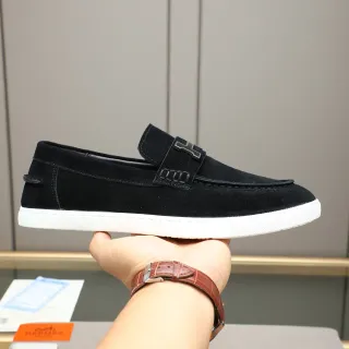 Hermès H Logo লুফার কালো সুয়েড সাদা সোল লুফার