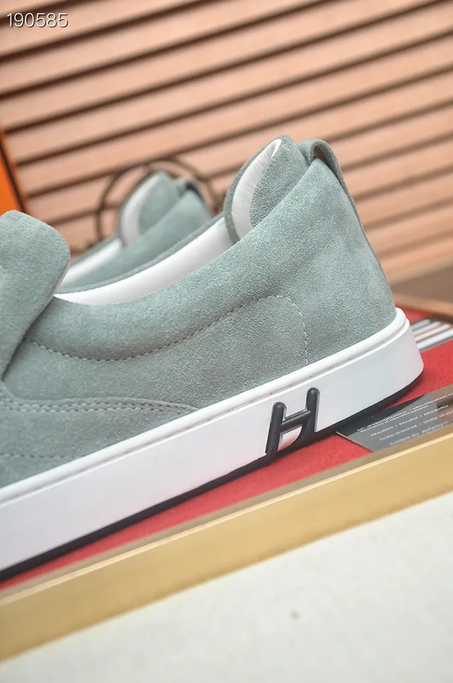Hermès H Logo Slip-On Mint Green Suede Loafers 3