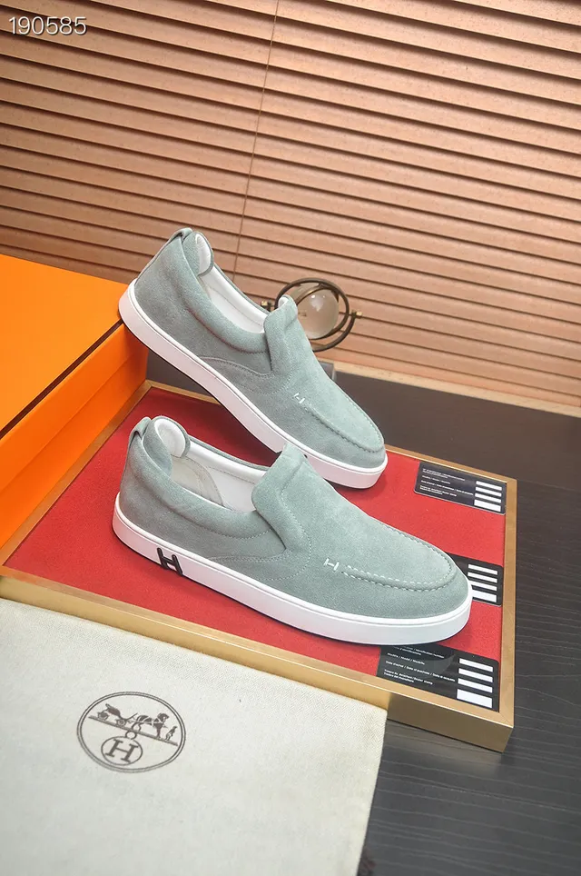 Hermès H Logo Slip-On Mint Green Suede Loafers 5