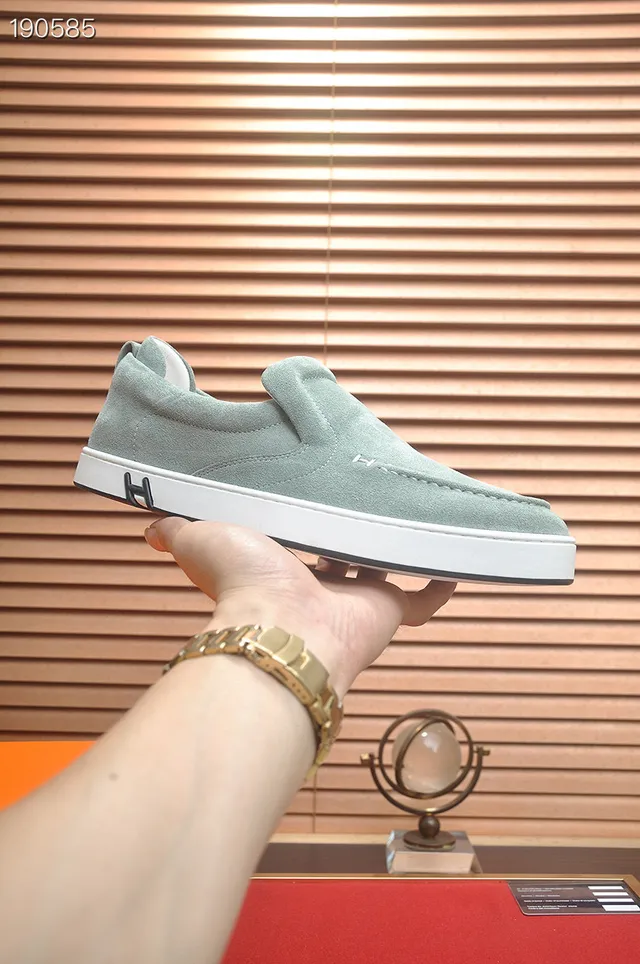 Hermès H Logo Slip-On Mint Green Suede Loafers 6