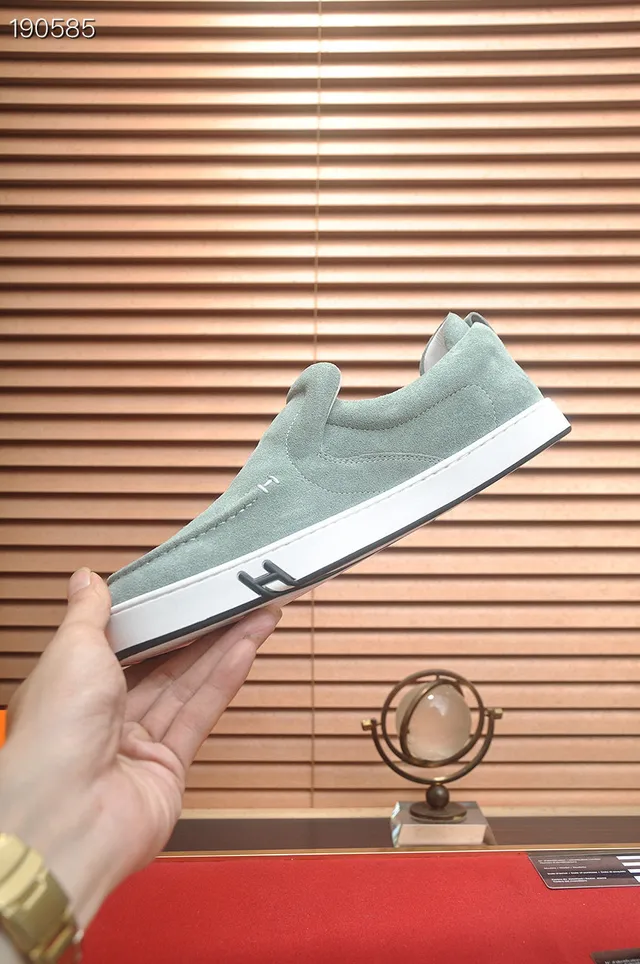 Hermès H Logo Slip-On Mint Green Suede Loafers 7