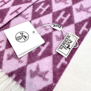 Hermès H Monogram দ্বি-রঙের বেগুনি ক্যাশমিয়ার স্কার্ফ
