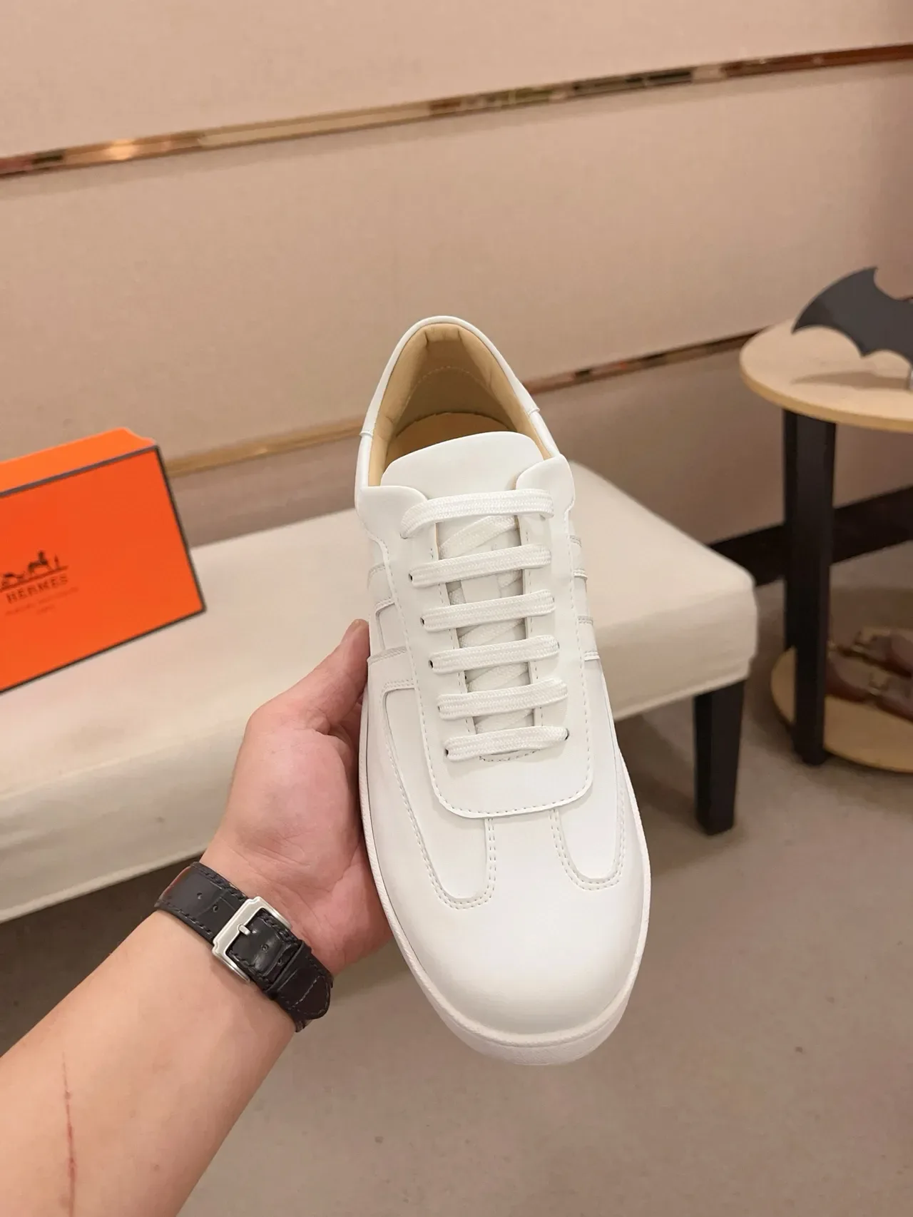 Hermès H Sneaker সাদা চামড়ার লাইফস্টাইল স্নিকার 6