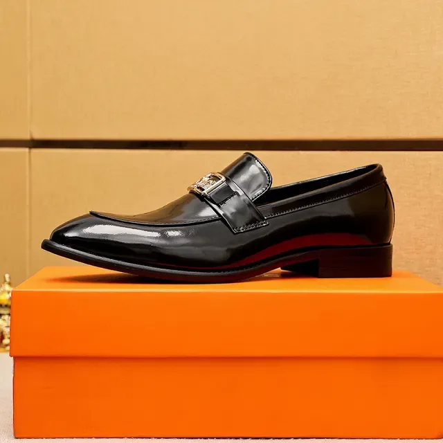 Hermès Oran Black Patent Leather Horse-and-Carriage Buckle Loafers 5