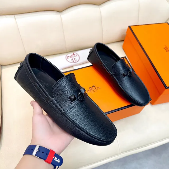 Hermès Oran مكاسين جلد أسود Pebbled 2