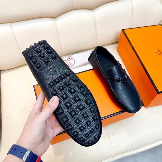 Hermès Oran مكاسين جلد أسود Pebbled 4