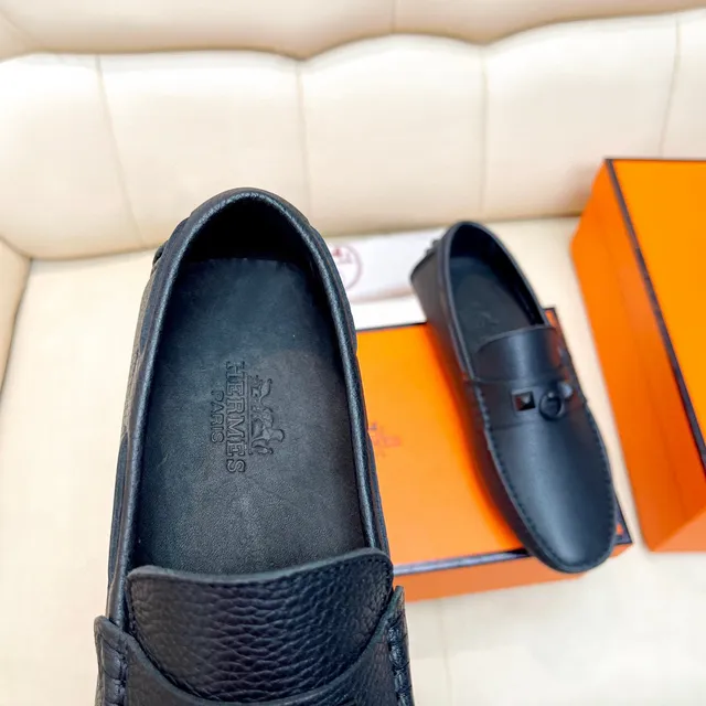 Hermès Oran مكاسين جلد أسود Pebbled 5