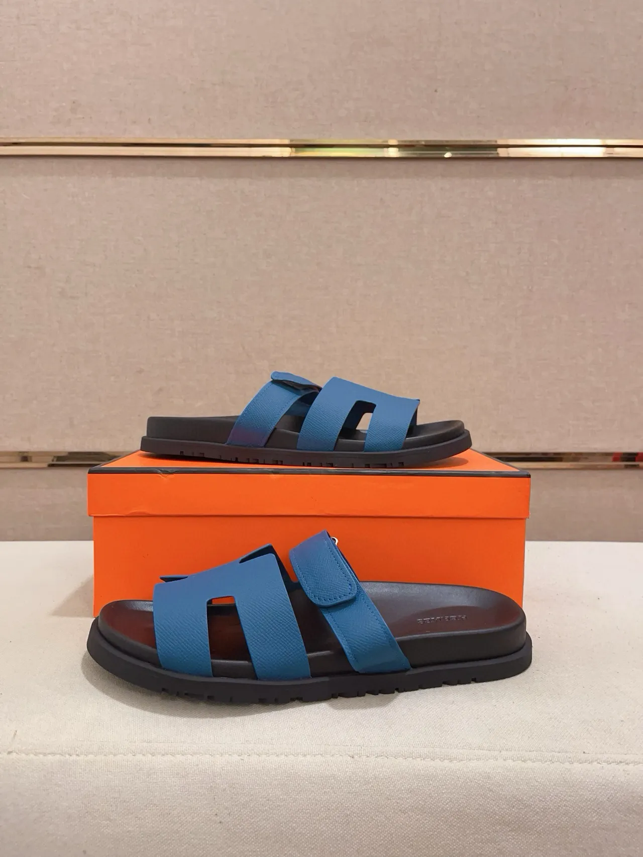 Hermès Oran নীল এবং কালো ক্যাজুয়াল স্যান্ডেল 6