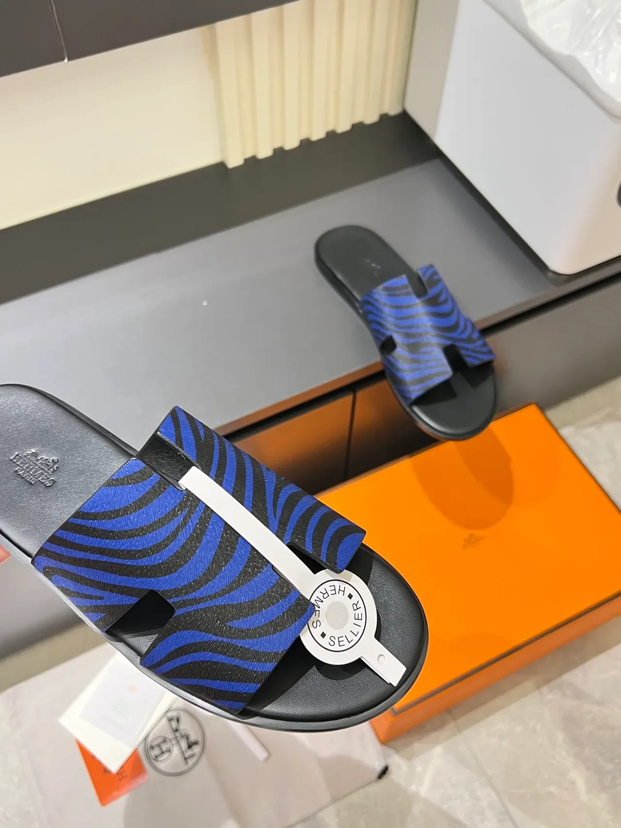 Hermès Oran H-Strap Animal Print Slippers 2