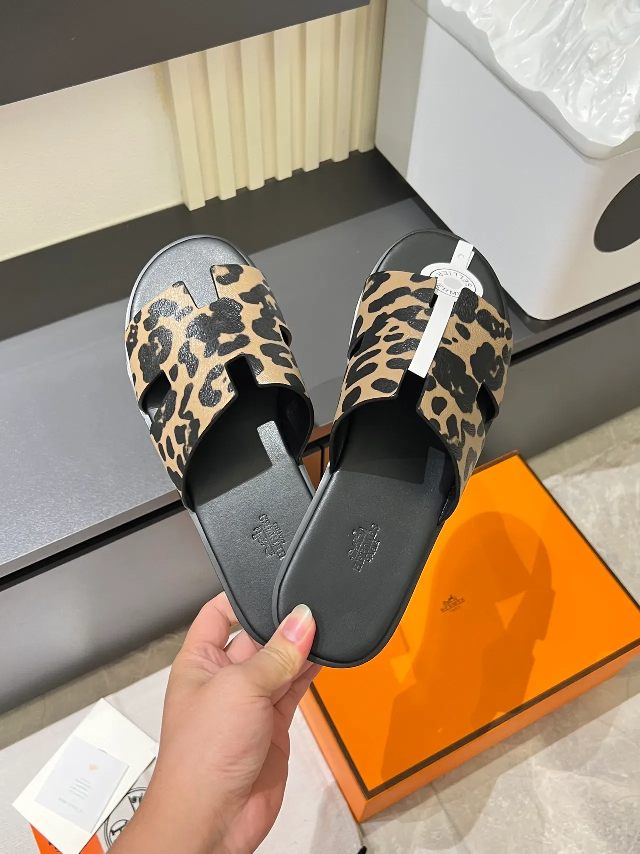 Hermès Oran H-Strap Animal Print Slippers 17