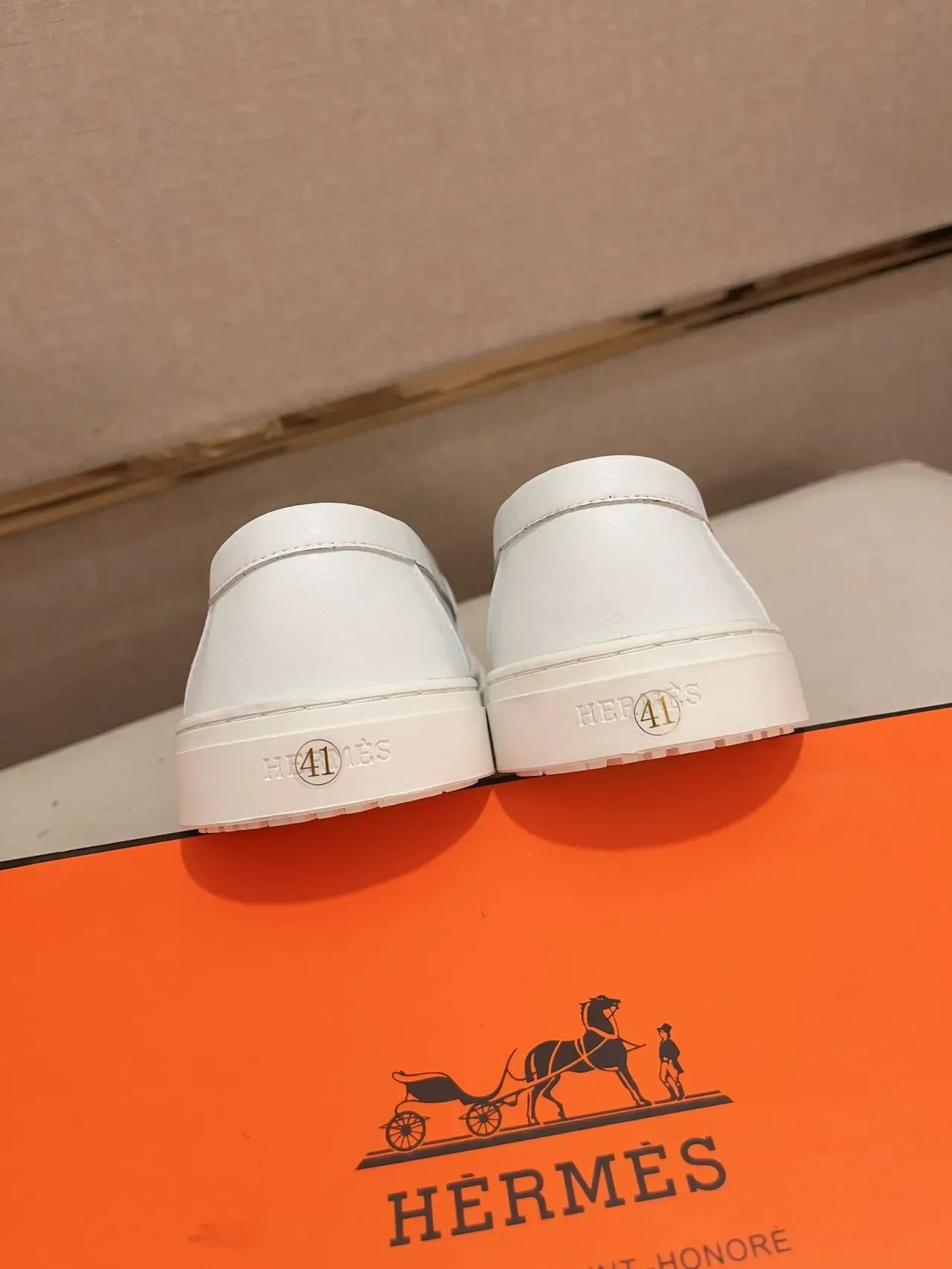 Hermès Oran Loafer White Leather Fringed Strap Platform Loafer 3