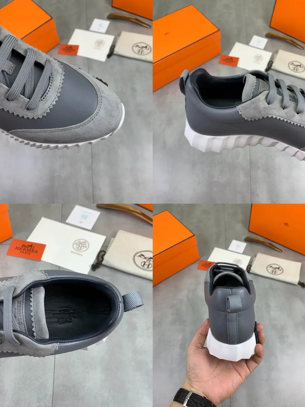 Hermès Oran Sneaker Gris Suède et Cuir Lifestyle Sneakers 2