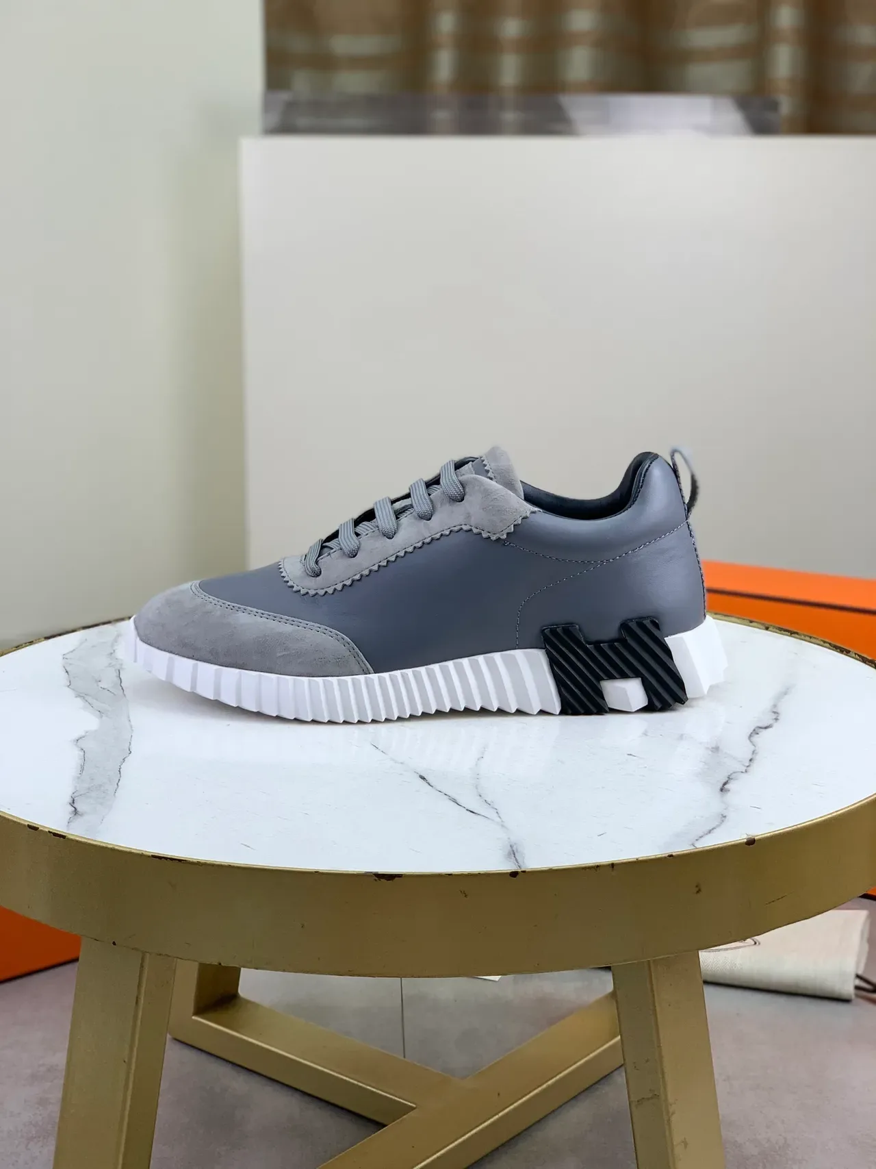 Hermès Oran Sneaker Gris Suède et Cuir Lifestyle Sneakers 5