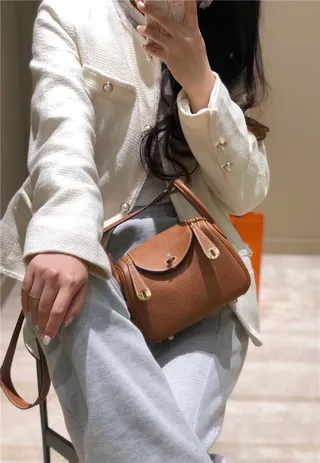 Hermès Picotin Lock Bolsa Boston Mini de Couro Laranja Granulado 2