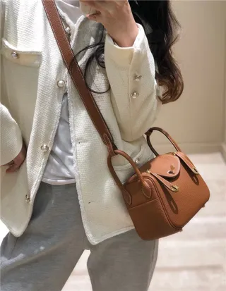 Hermès Picotin Lock Bolsa Boston Mini de Couro Laranja Granulado 3