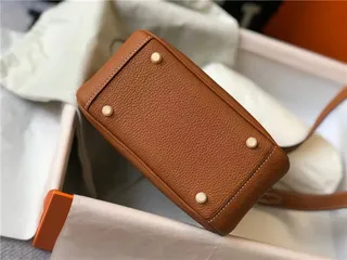 Hermès Picotin Lock Bolsa Boston Mini de Couro Laranja Granulado 4