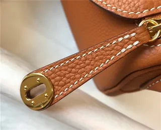 Hermès Picotin Lock Bolsa Boston Mini de Couro Laranja Granulado 5