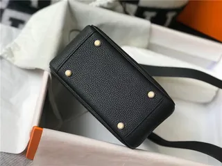 Hermès Picotin Lock Bolsa Boston Mini de Couro Laranja Granulado 12