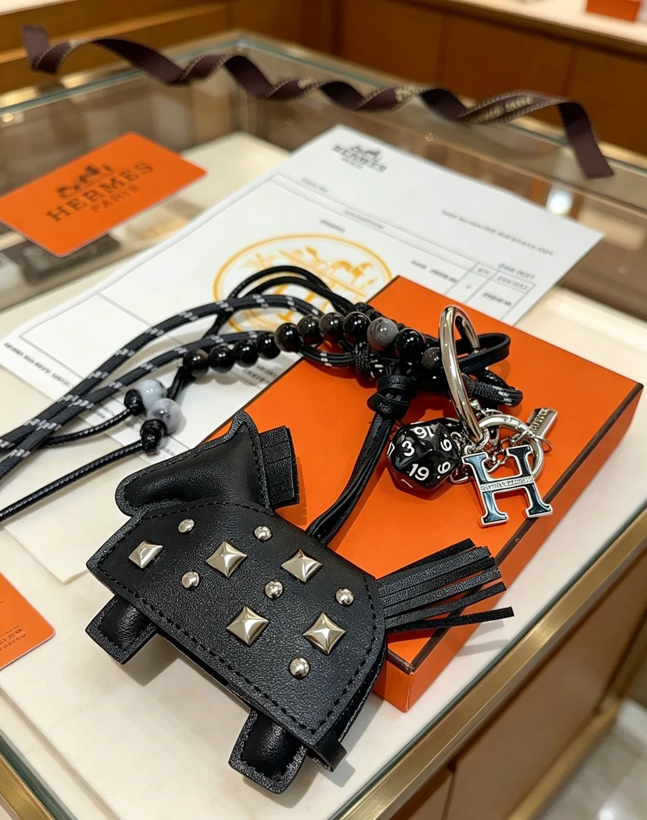 Hermès Rodeo Charm Black Silver Studded Leather Horse Silhouette Handbag 3