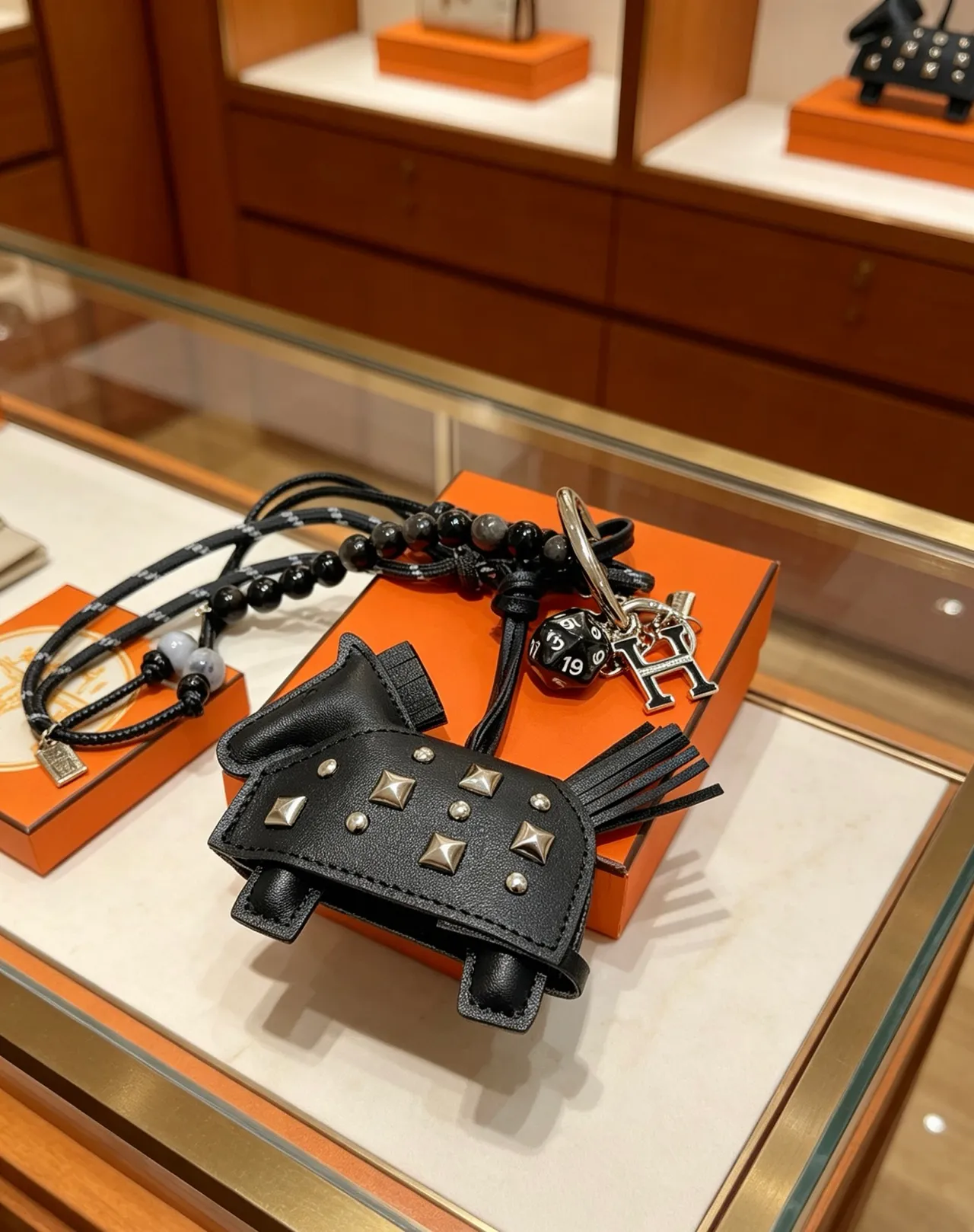Hermès Rodeo Charm Black Silver Studded Leather Horse Silhouette Handbag 5