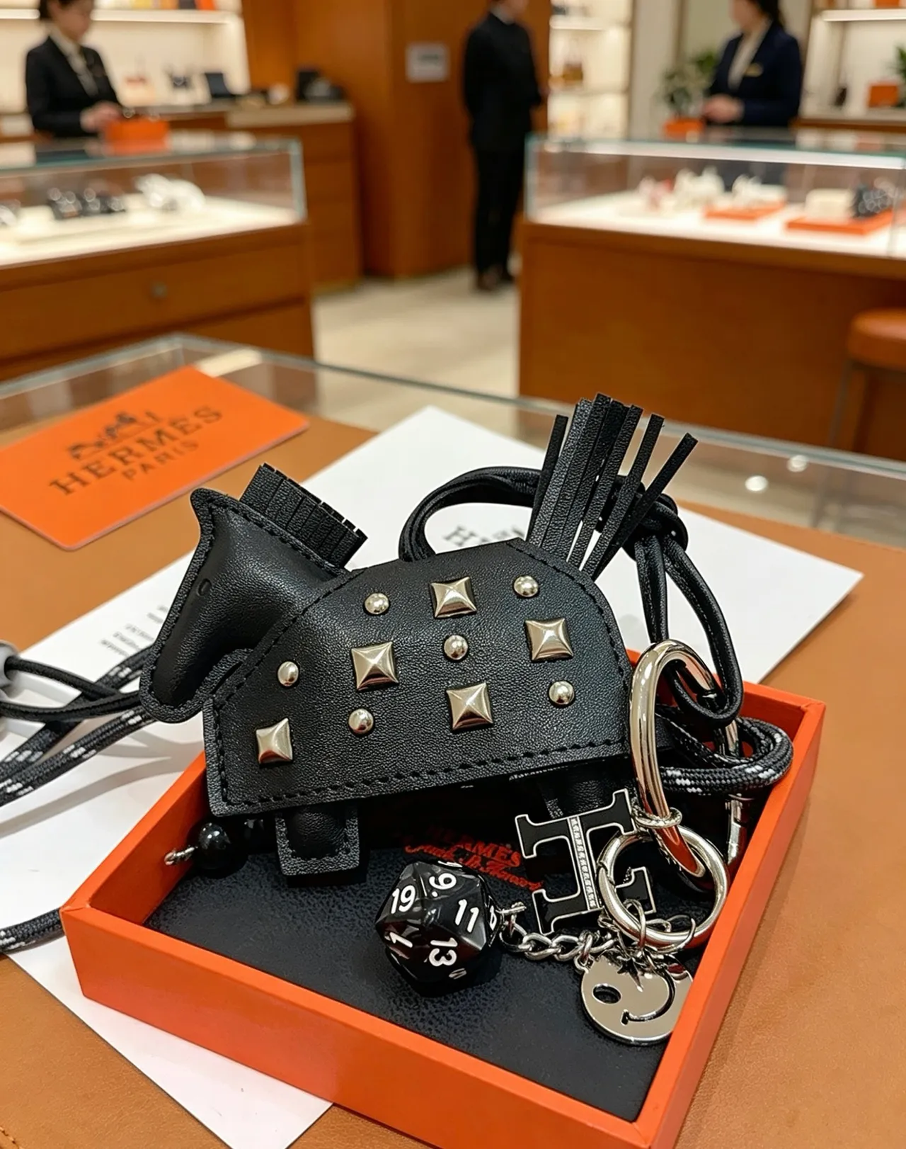 Hermès Rodeo Charm Black Silver Studded Leather Horse Silhouette Handbag 6