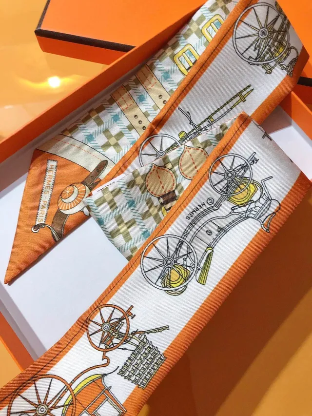 Hermès Twilly नई स्टाइल गाड़ी नारंगी रेशम स्कार्फ 4