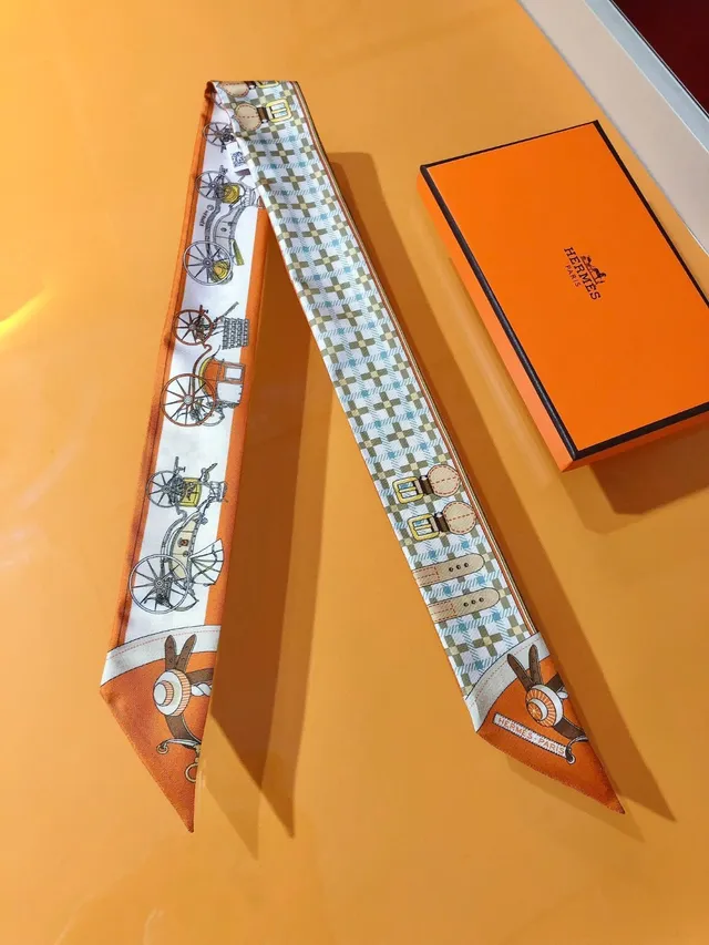Hermès Twilly नई स्टाइल गाड़ी नारंगी रेशम स्कार्फ 7